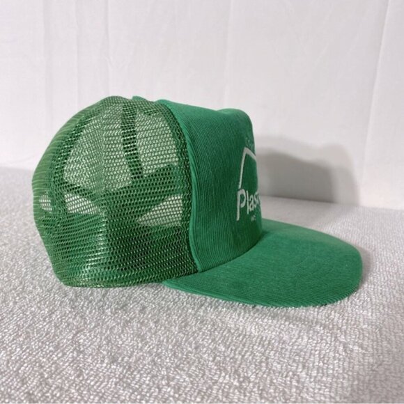 Vintage Green Corduroy PlastiSpan Mesh Back Snap Back Trucker Hat - Picture 2 of 10